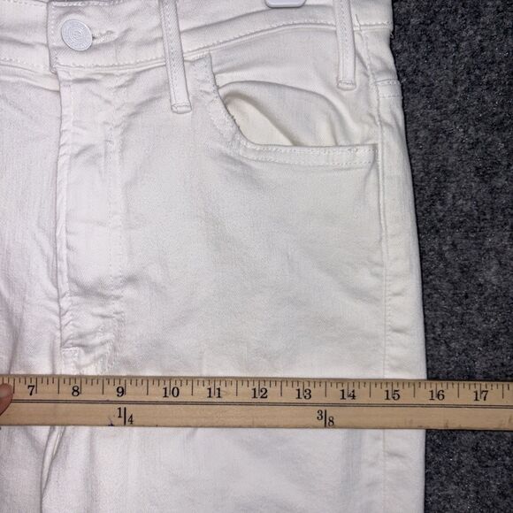 MOTHER  The Hustler Ankle Fray Jeans Womens Sz 29 White Fairest of them All Flaw - Picture 9 of 14